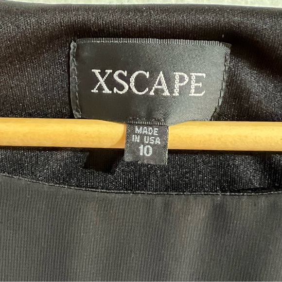 XSCAPE Black Ruffle edge sheer cape mini dress . - Picture 4 of 13